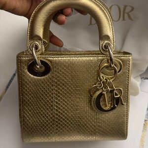 Mini lady dior python skin -gold lizard skin